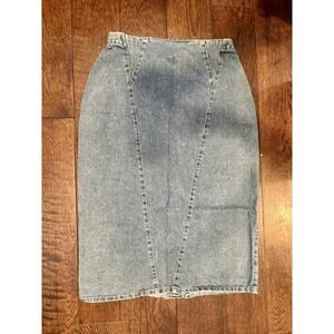 Vintage 80s Denim Pencil Skirt PASTA branded V Style Lines